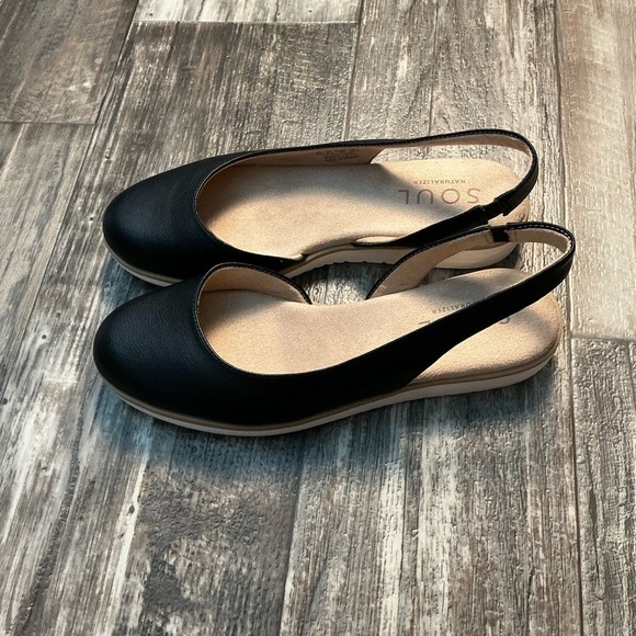 SOUL Naturalizer Black Slingback Flats Size 9 Wide - Picture 2 of 12